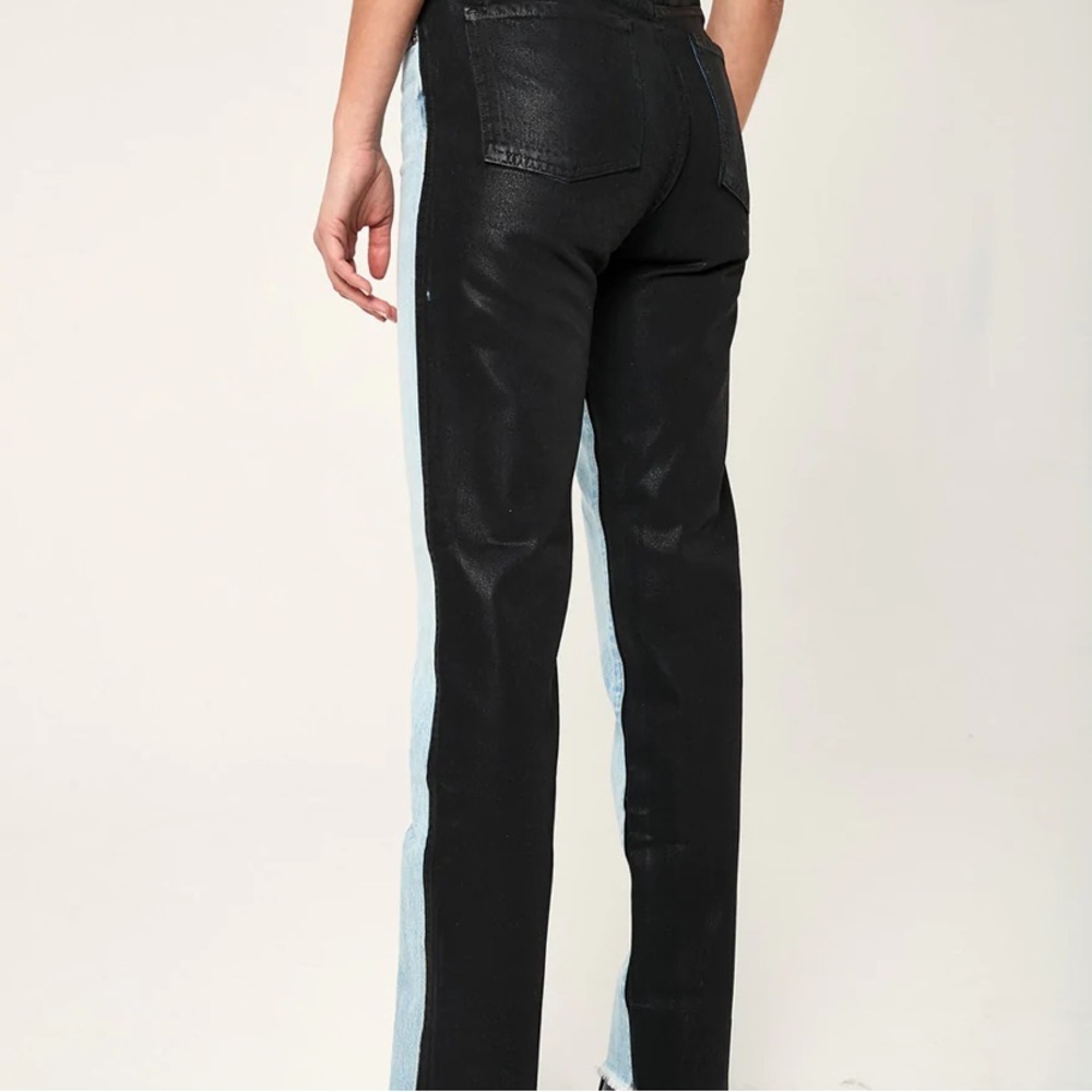 Revice Two Toned Black and Light Wash Denim High Waisted Jeans